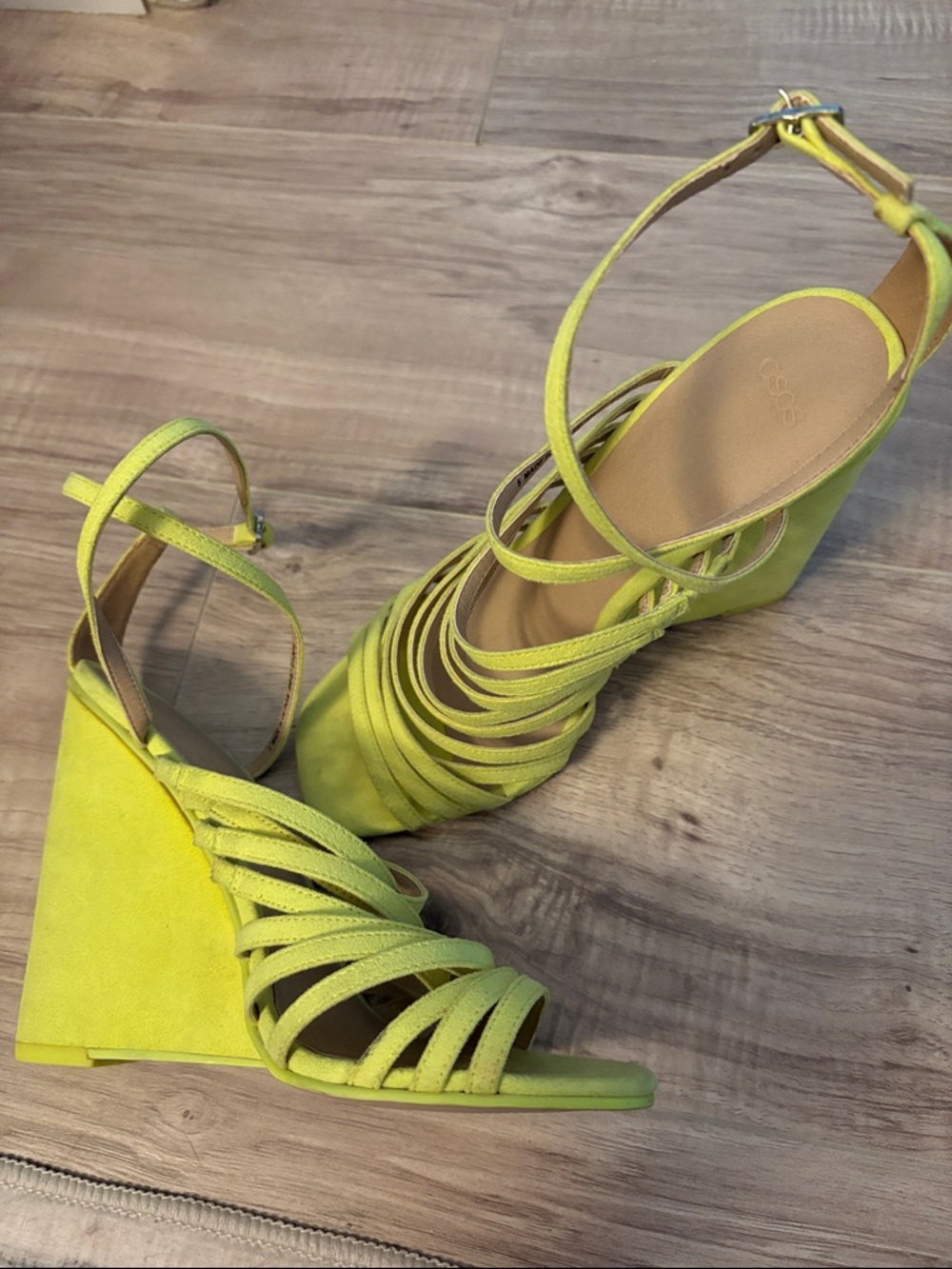 ASOS Neon Lime Strappy Wedge Sandals - Women